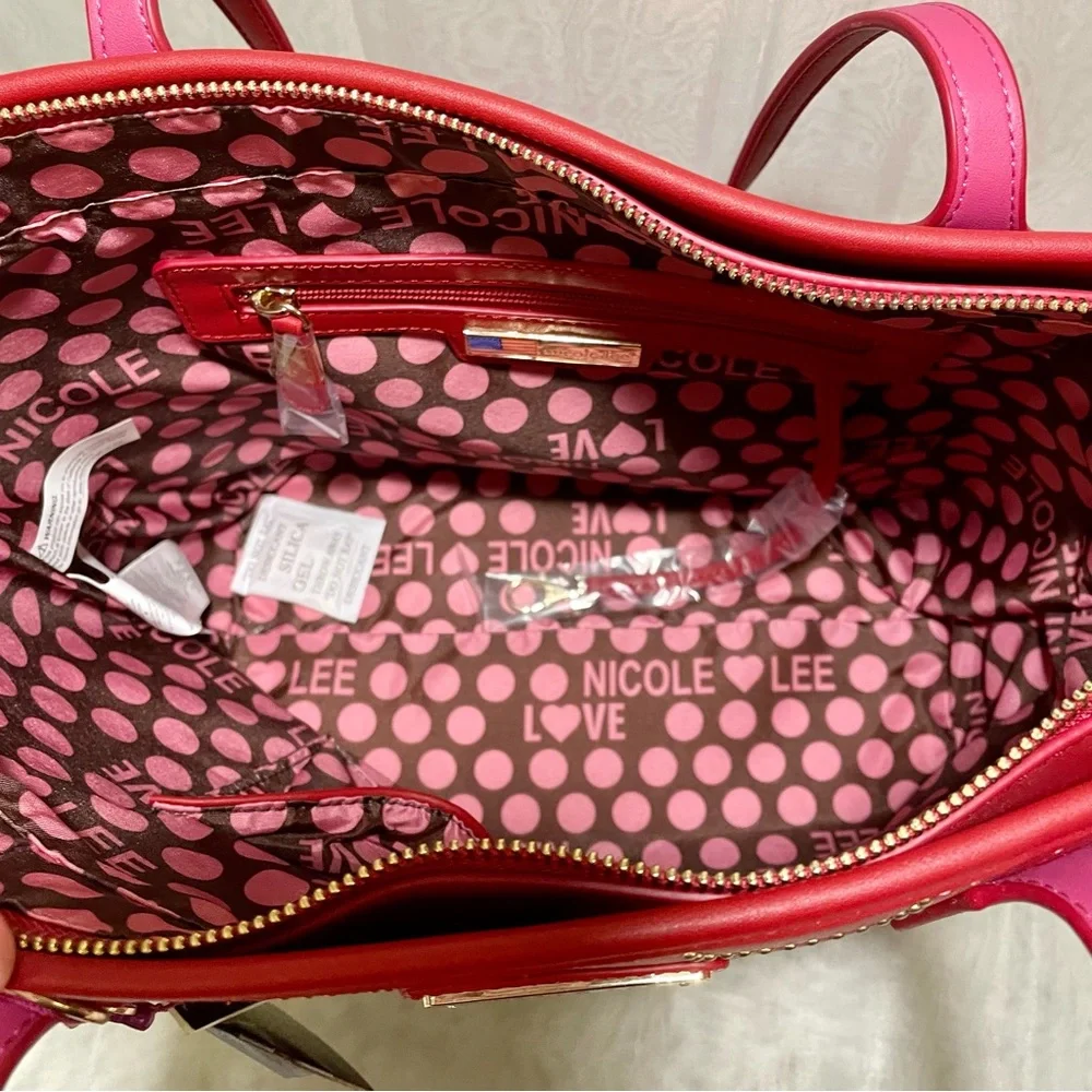 Nicole Lee NL Laser Cut Monogram Shopper with Studding, NWT and Dustbag